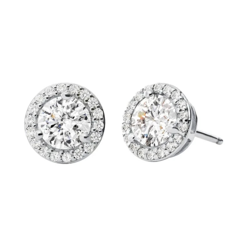 Michael Kors Sterling Silver Cubic Zirconia Halo Women's Studs | Time Watch Specialists