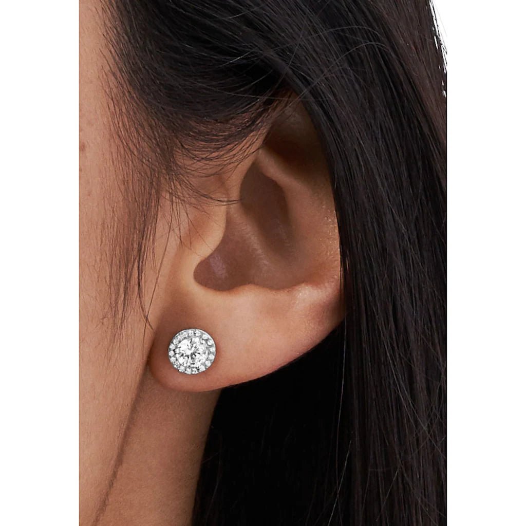 Michael Kors Sterling Silver Cubic Zirconia Halo Women's Studs | Time Watch Specialists