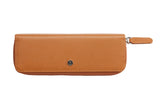 Mocha Leather Zippered Double Pen Case