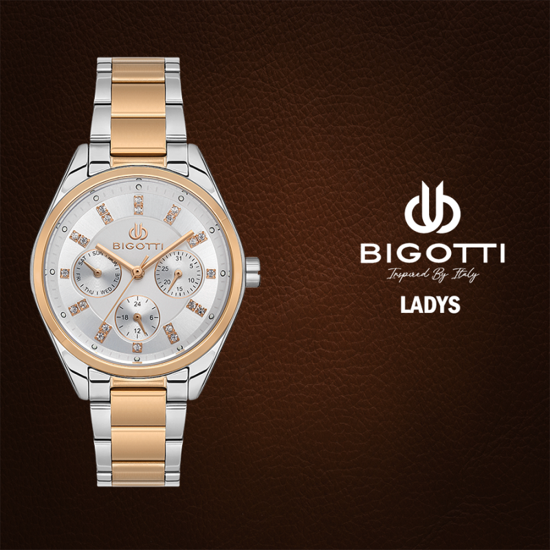 Bigotti Rose Gold Stainless Steel Multi-Dial Watch | BG.1.10478-4