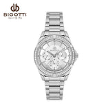 Bigotti Silver Multi-Dial Stones Stainless Steel Woman's Watch | BG.1.10569-1