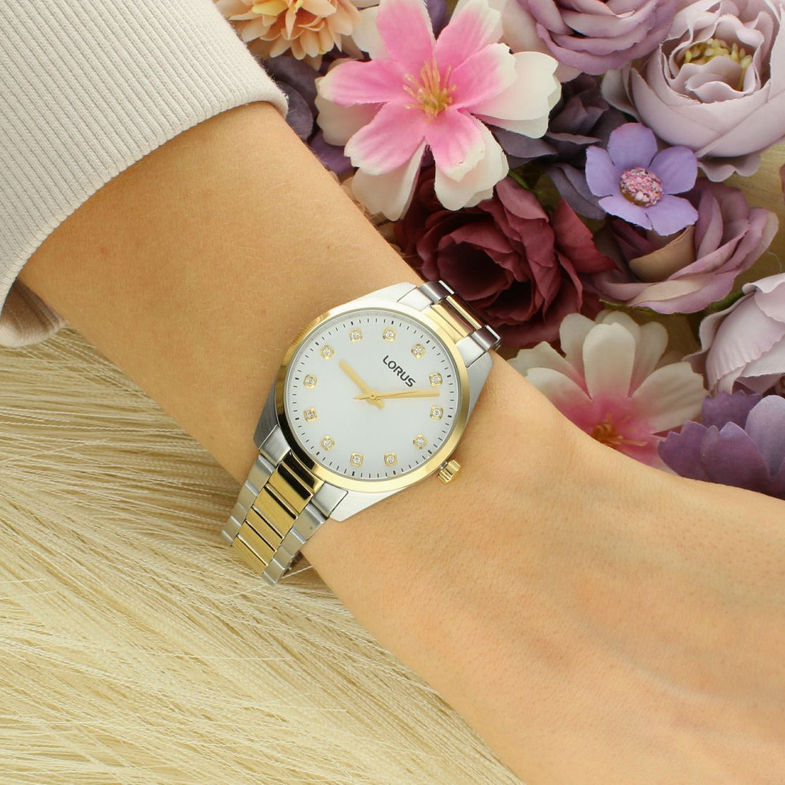 Lorus Two-Tone White Dial Women’s Watch | RG326XX9