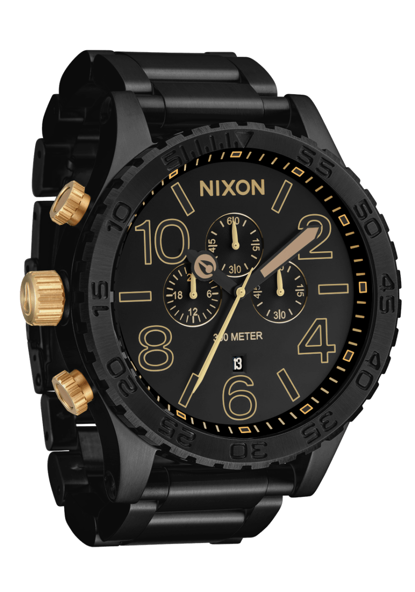 NIXON 51 - 30 Chrono Black Dial and Black Steel Bracelet 51mm Men's Watch | A13891041 - 00 | TIME Watches