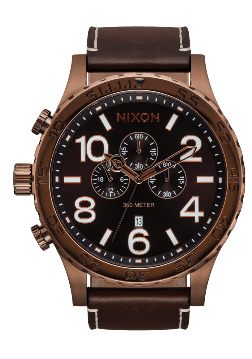 NIXON 51 - 30 Chrono Brown Dial and Brown Leather 42mm Men's Watch | A13925240 - 00 | TIME Watches