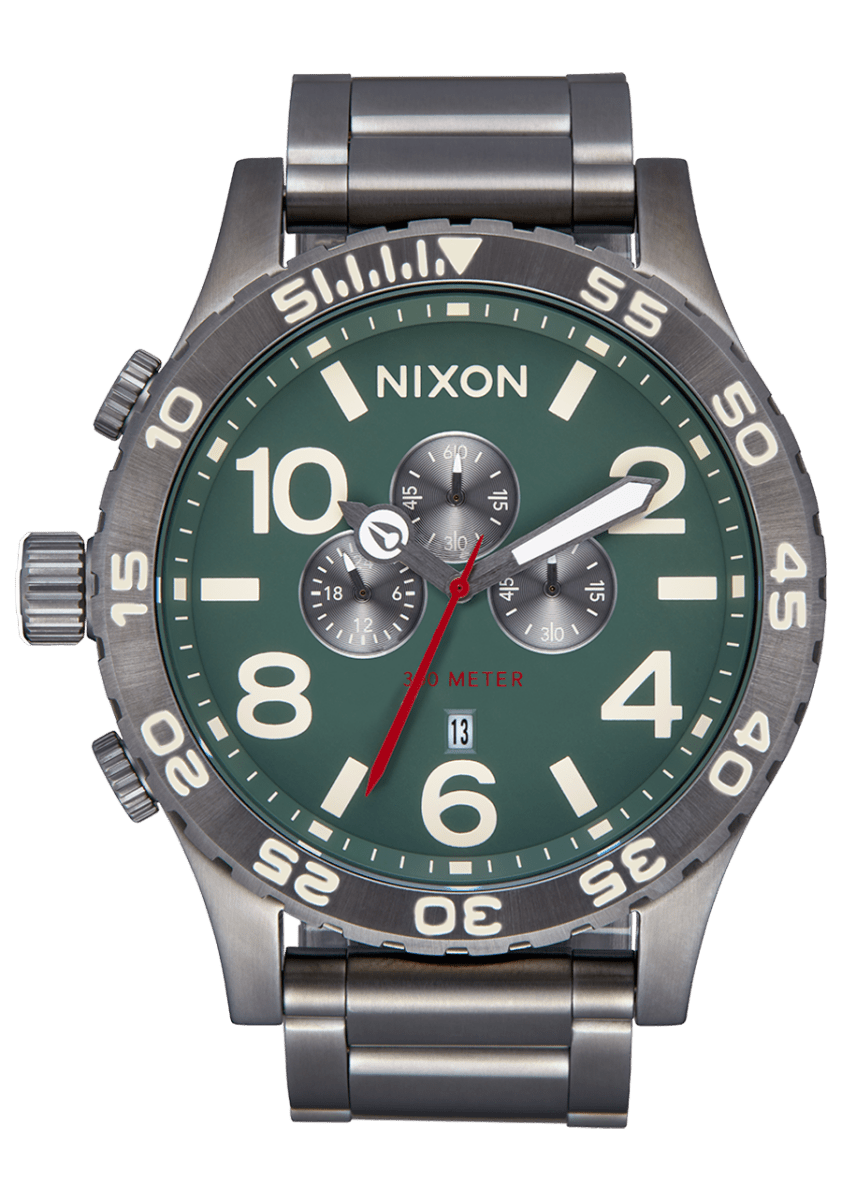 NIXON 51 - 30 Chrono Dark Forest Dial and Gunmetal Steel Bracelet 51mm Men's Watch | A13895157 - 00 | TIME Watches