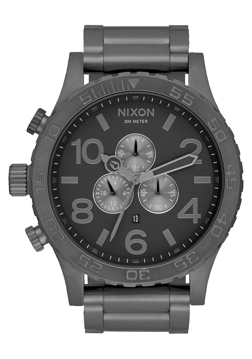NIXON 51 - 30 Chrono Gunmetal Dial and Black Steel Bracelet Men's Watch | A083632 - 00 | TIME Watches