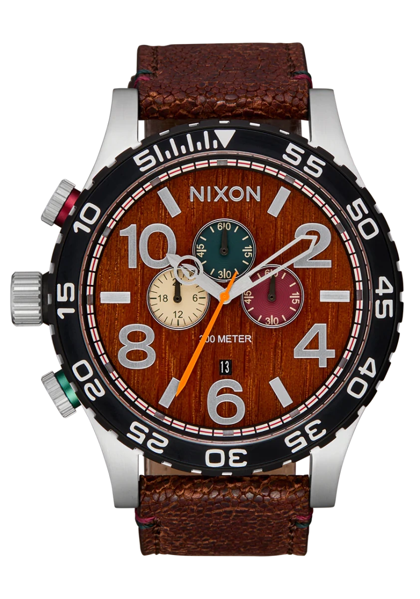 NIXON 51 - 30 Chrono Silver Dial and Silver Leather 42mm Men's Watch | A13925341 - 00 | TIME Watches