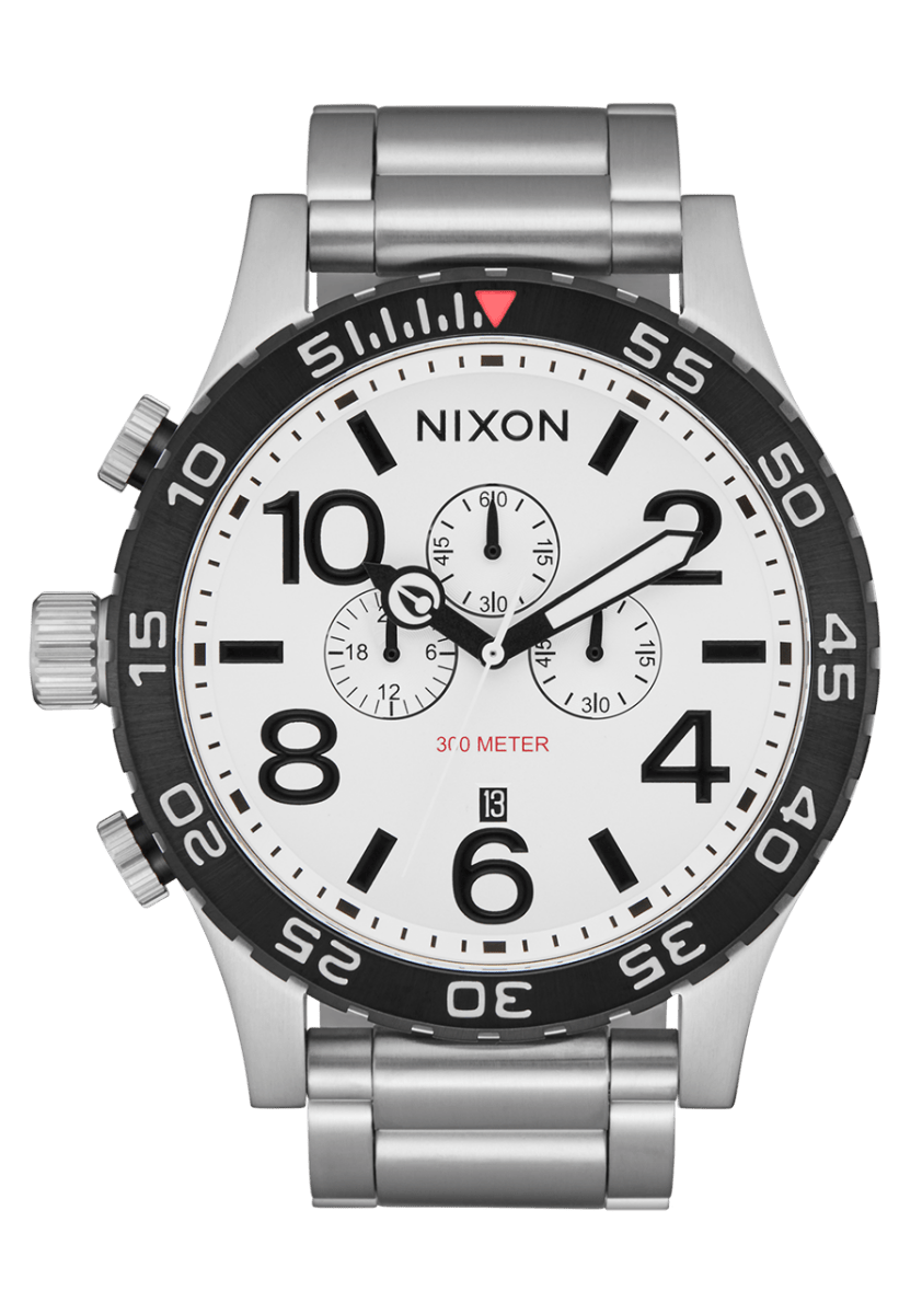NIXON 51 - 30 Chrono Silver Dial and White Lume Steel Bracelet 36mm Men's Watch | A13895371 - 00 | TIME Watches