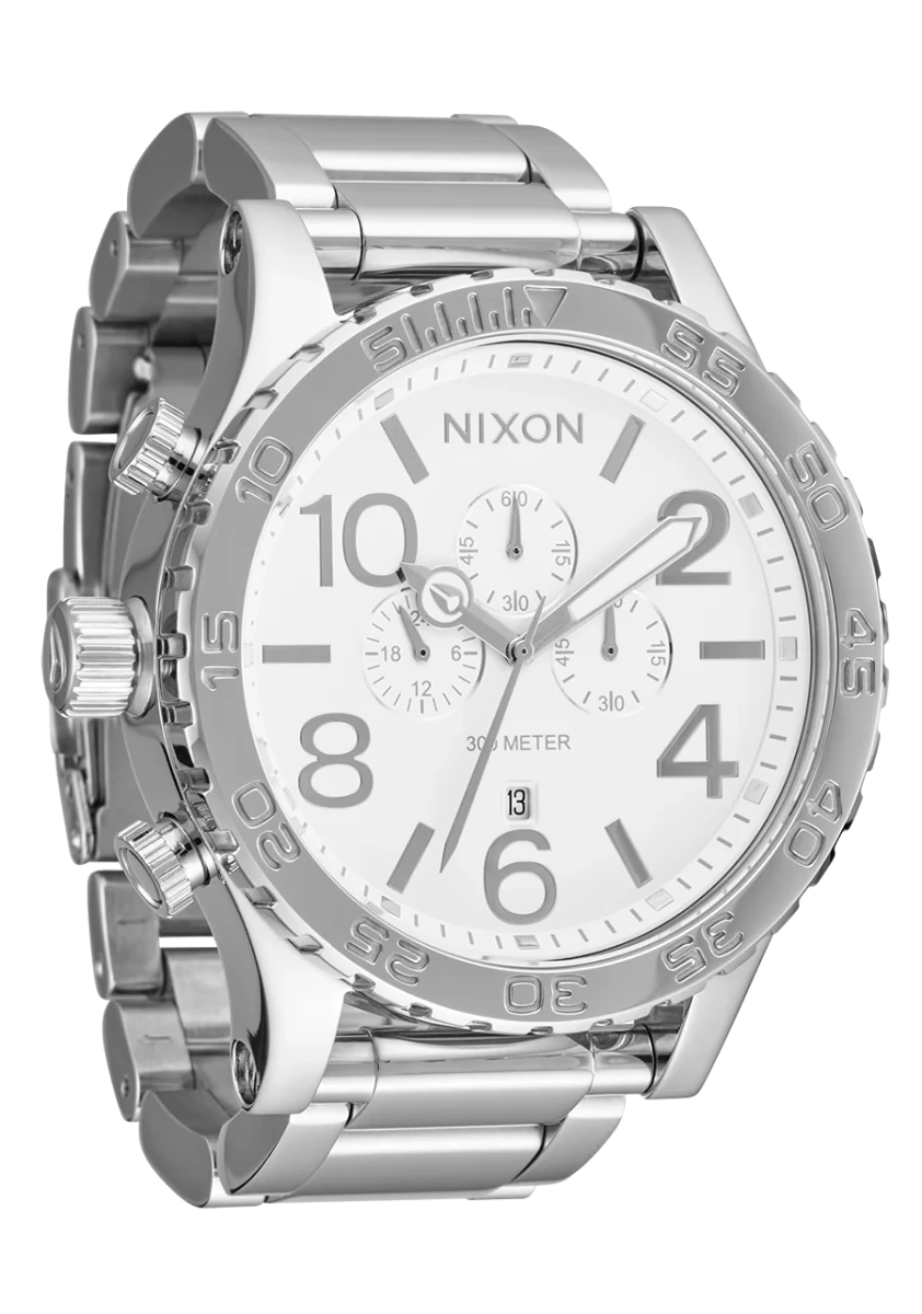 Nixon 51 - 30 Chrono White & Silver Stainless Steel 51mm Men's Watch | A1389488 - 00 | TIME Watches