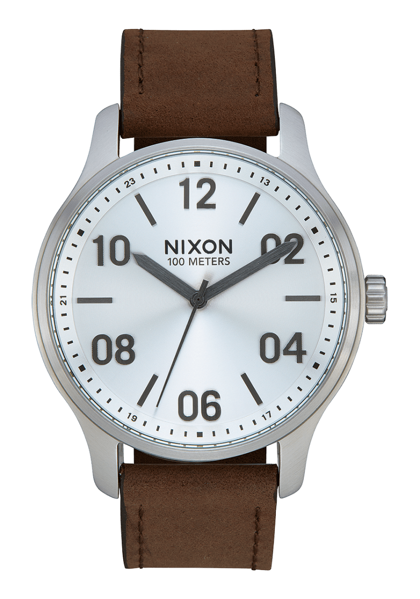 NIXON Corporal Silver Dial and Brown Leather 42mm Men's Watch | A12431113 - 00 | TIME Watches