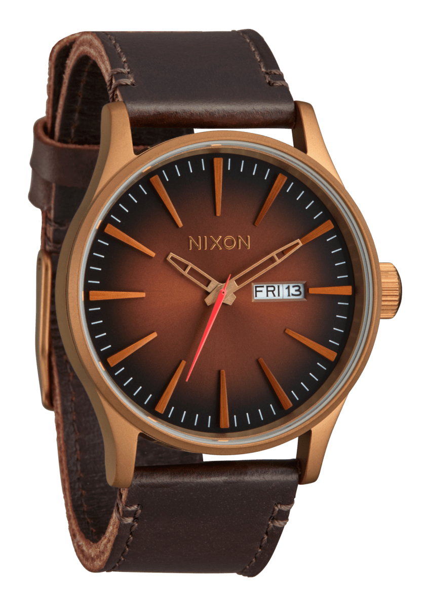 NIXON Sentry Leather Black Dial and Black Leather 40mm Men's Watch | A1055145 - 00 | TIME Watches