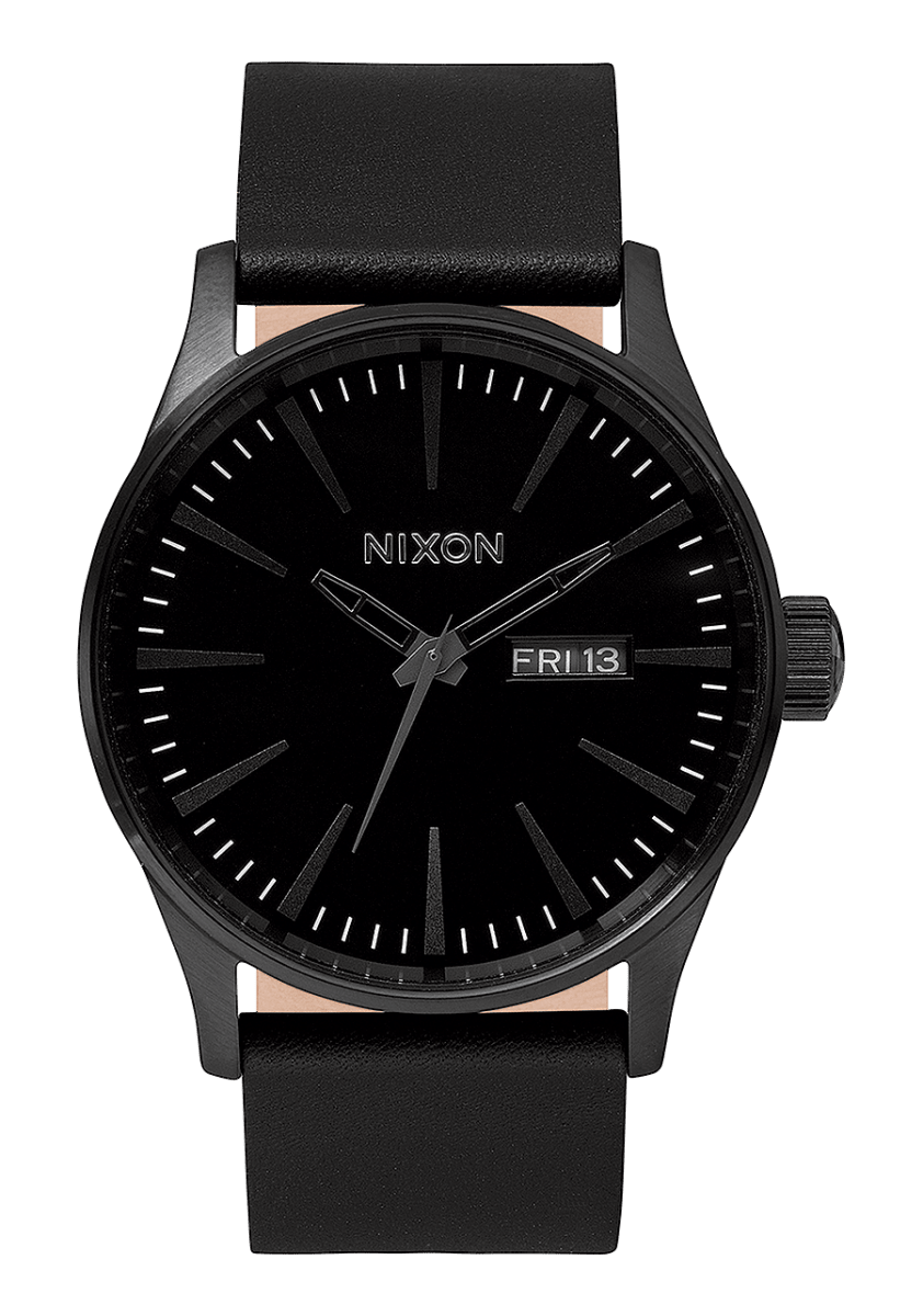 NIXON Sentry Leather Black Dial and Black Leather 42mm Men's Watch | A105001 - 00 | TIME Watches