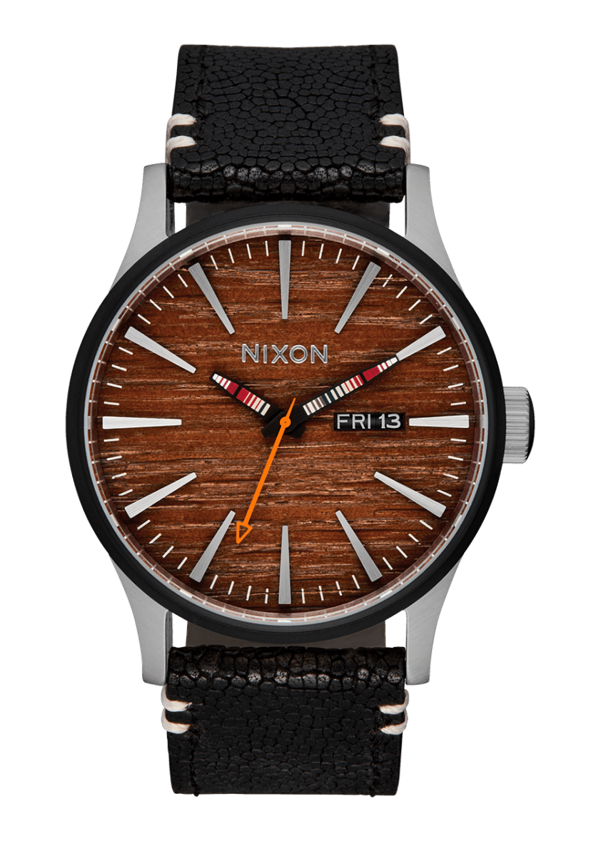 NIXON Sentry Leather Silver Dial and Black Leather 42mm Men's Watch | A1055342 - 00 | TIME Watches