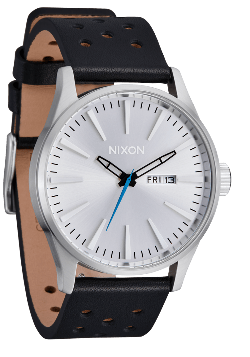 NIXON Sentry Leather Silver Dial and Black Leather 42mm Unisex Watch | A1055269 - 00 | TIME Watches