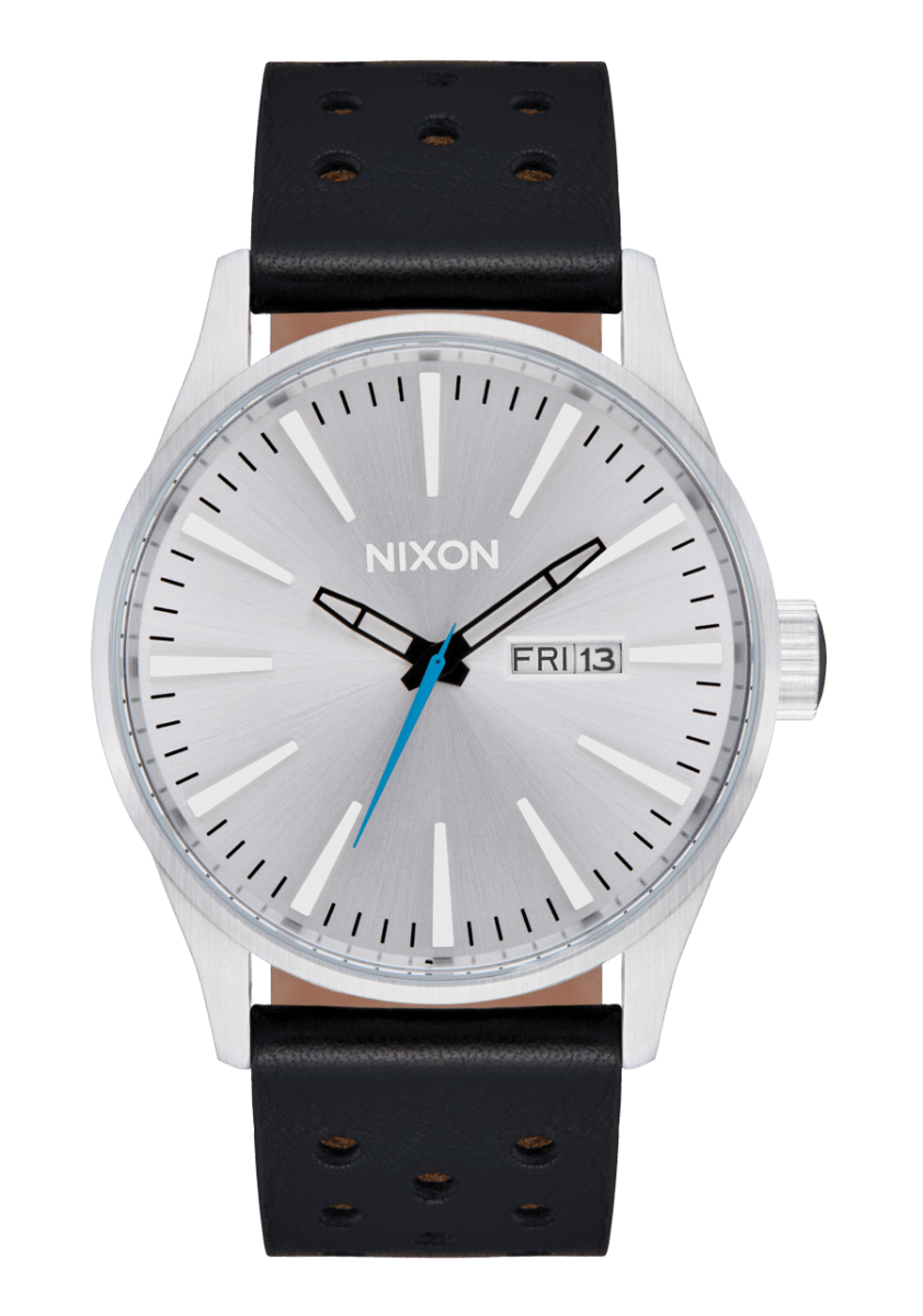NIXON Sentry Leather Silver Dial and Black Leather 42mm Unisex Watch | A1055269 - 00 | TIME Watches