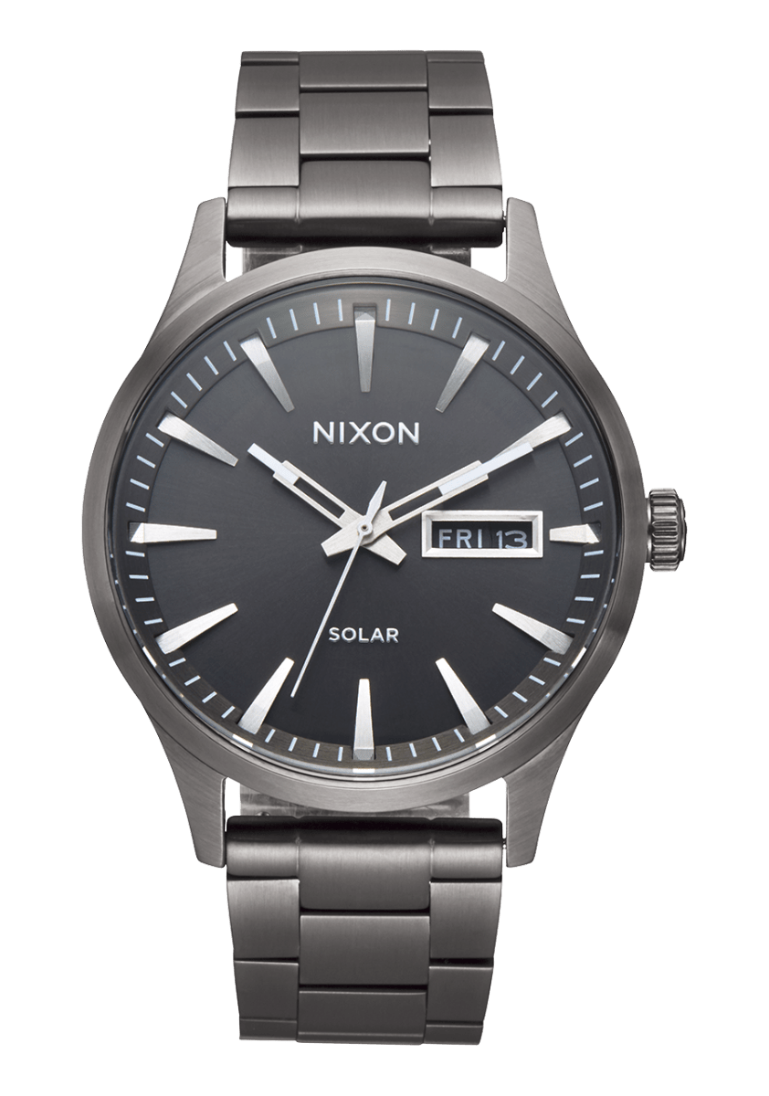 NIXON Sentry Solar Gunmetal Dial and Gunmetal Steel Bracelet 40mm Men's Watch | A1346131 - 00 | TIME Watches