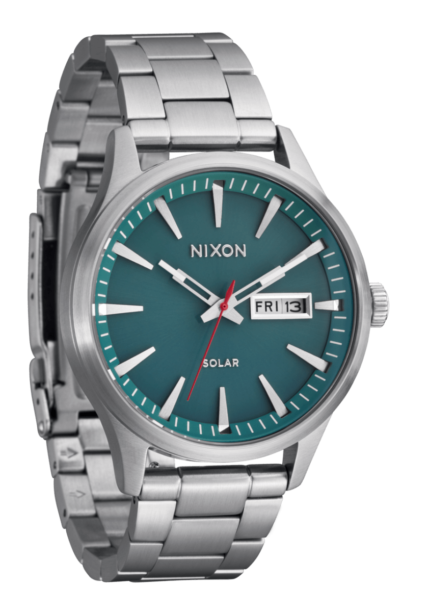 NIXON Sentry Solar Silver Dial and Blue Steel Bracelet 40mm Men's Watch | A13465165 - 00 | TIME Watches