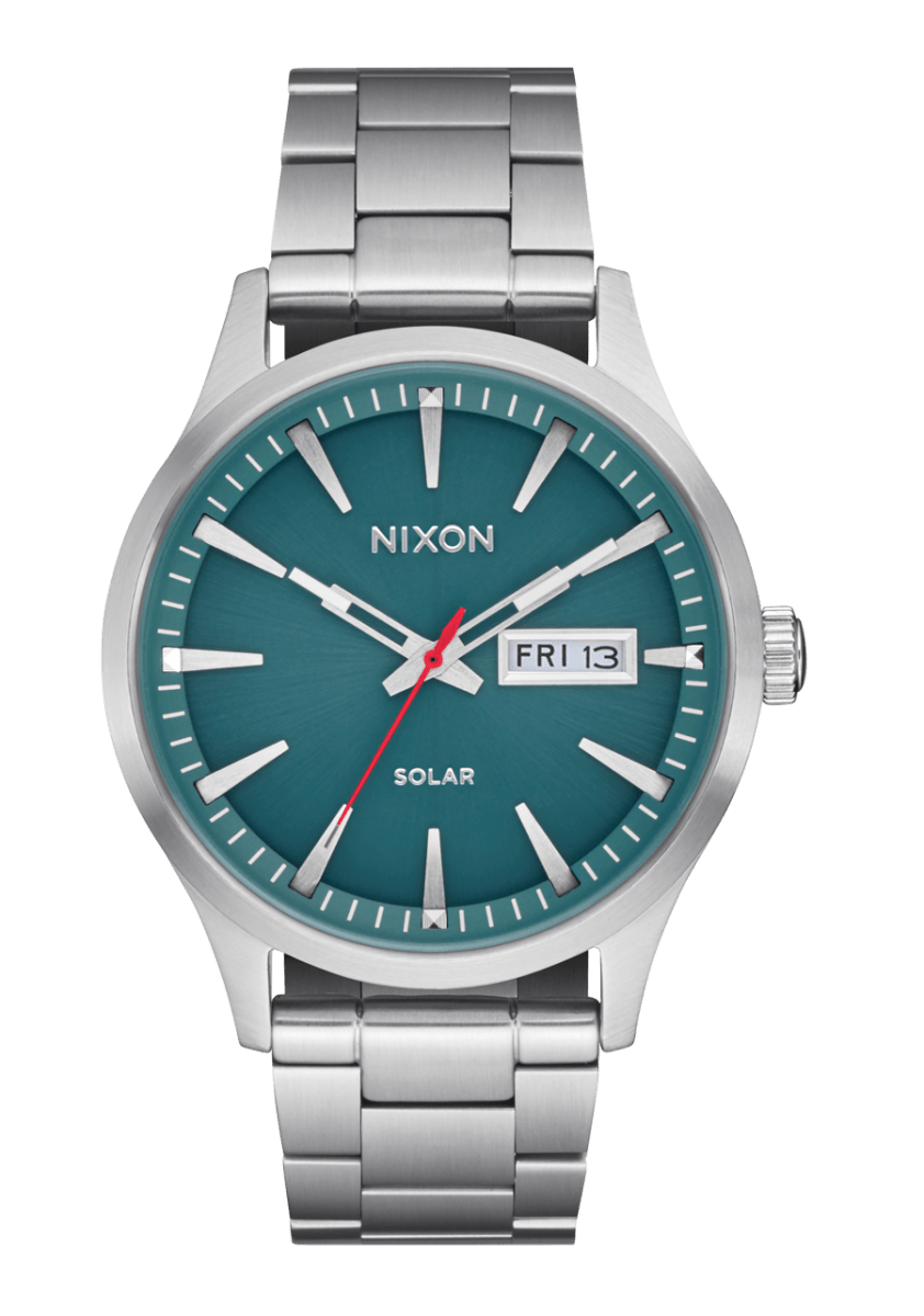 NIXON Sentry Solar Silver Dial and Blue Steel Bracelet 40mm Men's Watch | A13465165 - 00 | TIME Watches