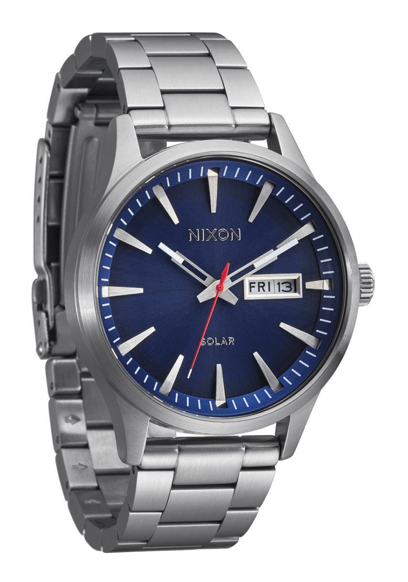 NIXON Sentry Solar Sunray Dial and Silver Steel Bracelet 42mm Men's Watch | A13465091 - 00 | TIME Watches