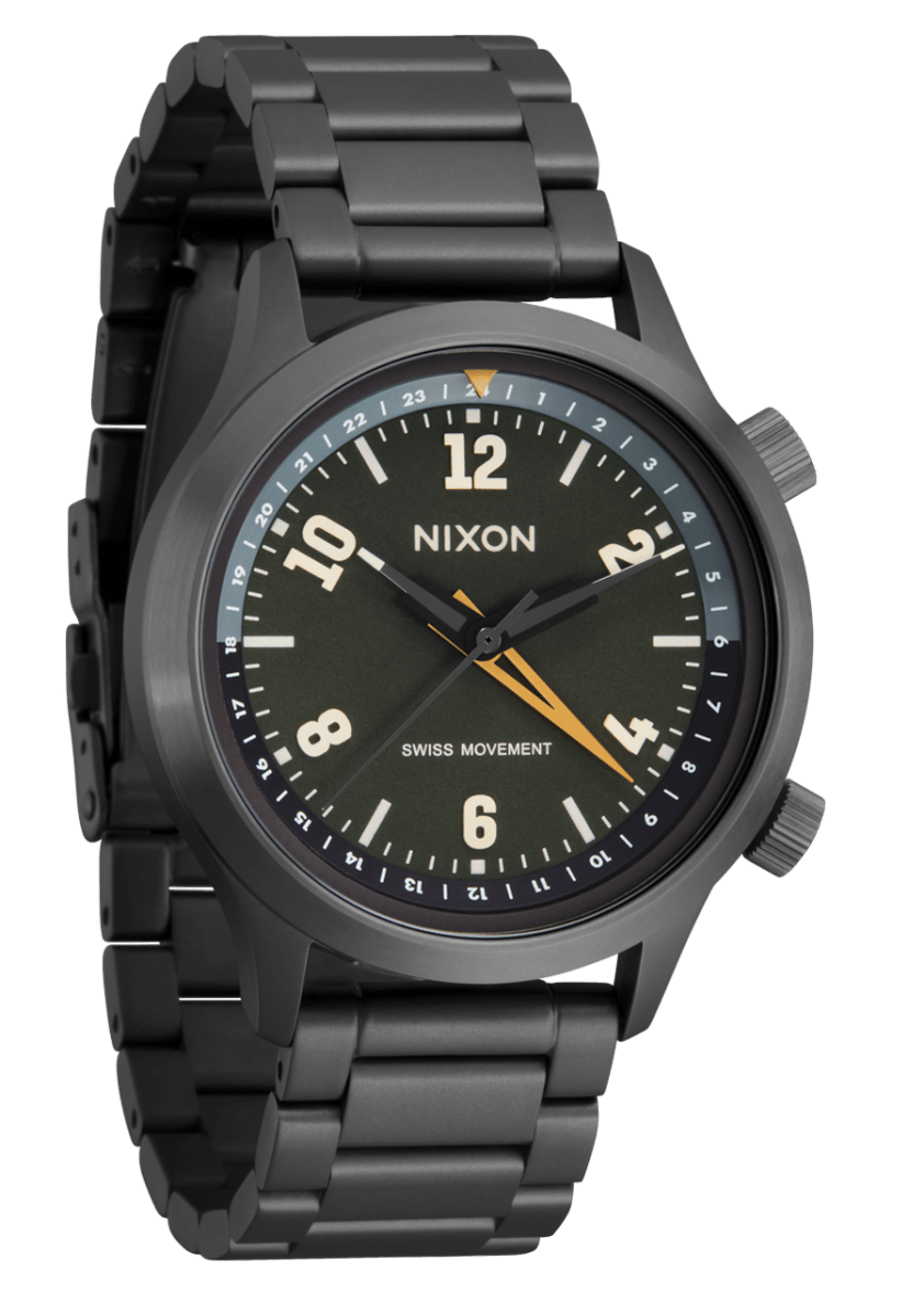 NIXON Sentry Stainless Steel Green Dial and Gunmetal Steel Bracelet 40mm Women's Watch | A14225290 - 00 | TIME Watches