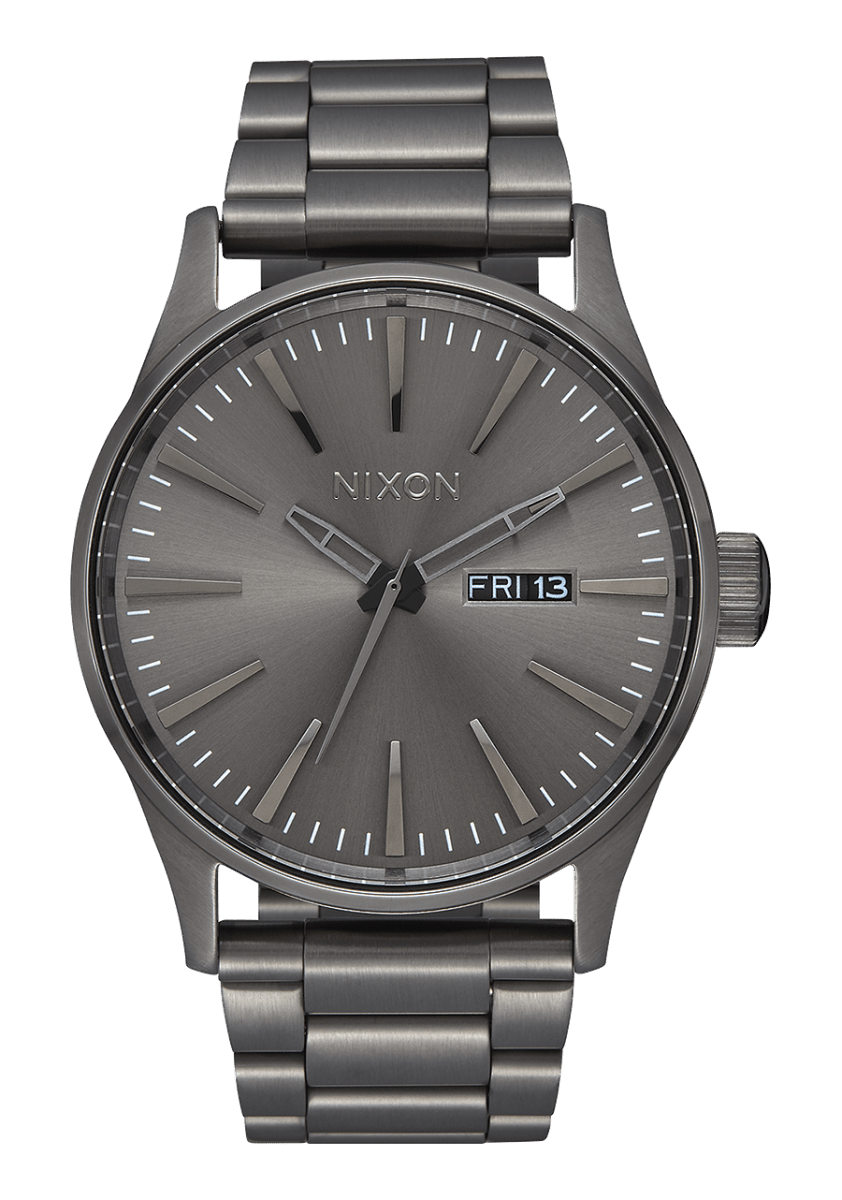 NIXON Sentry Stainless Steel Gunmetal Dial and Black Steel Bracelet 42mm Men's Watch | A356632 - 00 | TIME Watches