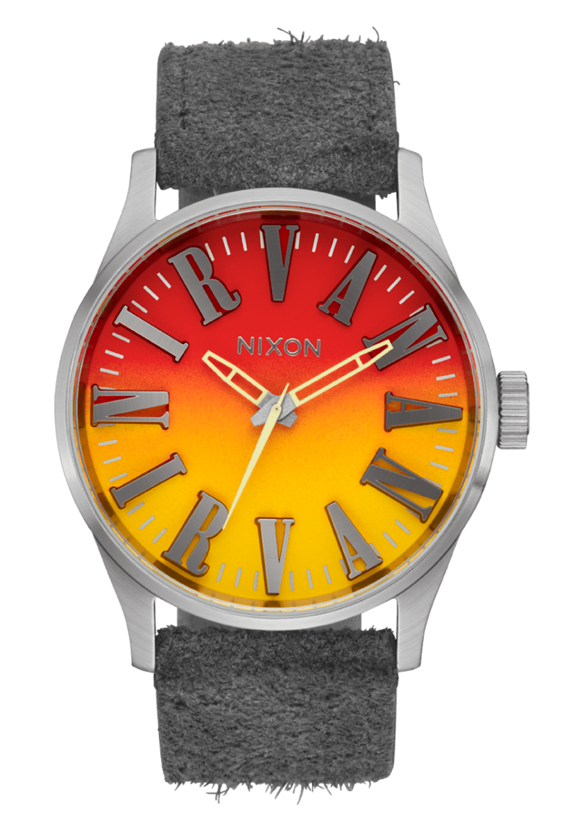 NIXON Sentry Stainless Steel Nirvana Sunray Dial and Red Leather 42mm Unisex Watch | A14185274 - 00 | TIME Watches
