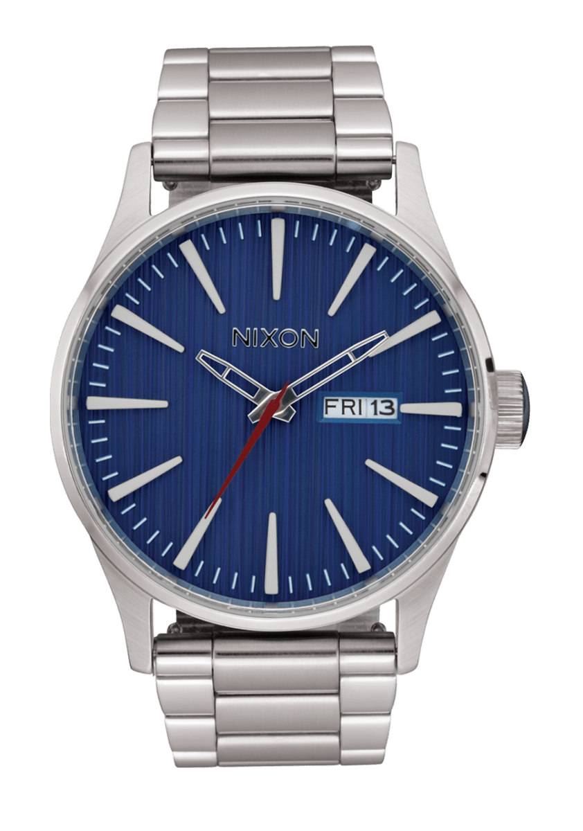 NIXON Sentry Stainless Steel Silver Dial and Indigo Steel Bracelet 36mm Unisex Watch | A3565246 - 00 | TIME Watches