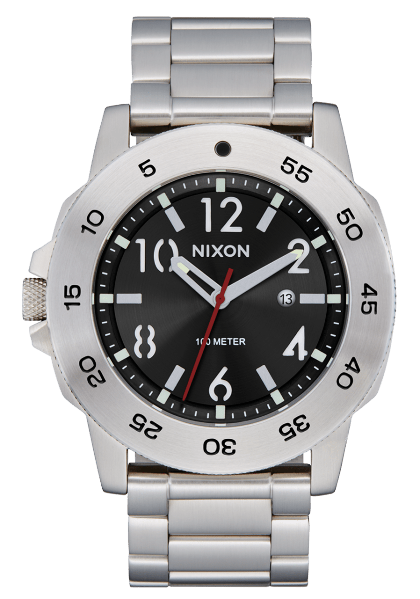 NIXON Smyth 44 Silver Dial and Black Steel Bracelet 44mm Unisex Watch | A1414625 - 00 | TIME Watches