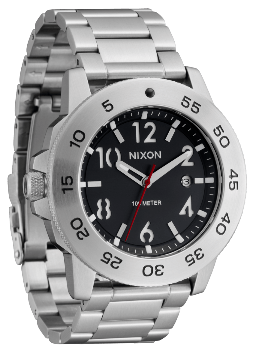 NIXON Smyth 44 Silver Dial and Black Steel Bracelet 44mm Unisex Watch | A1414625 - 00 | TIME Watches