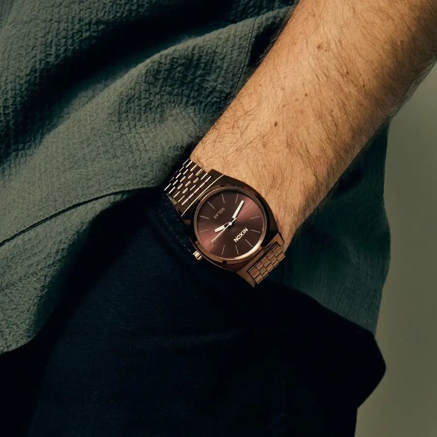 Nixon Time Teller Chocolate Cappucino Solar Unisex Watch | A13695243 - 00 | Time Watch Specialists