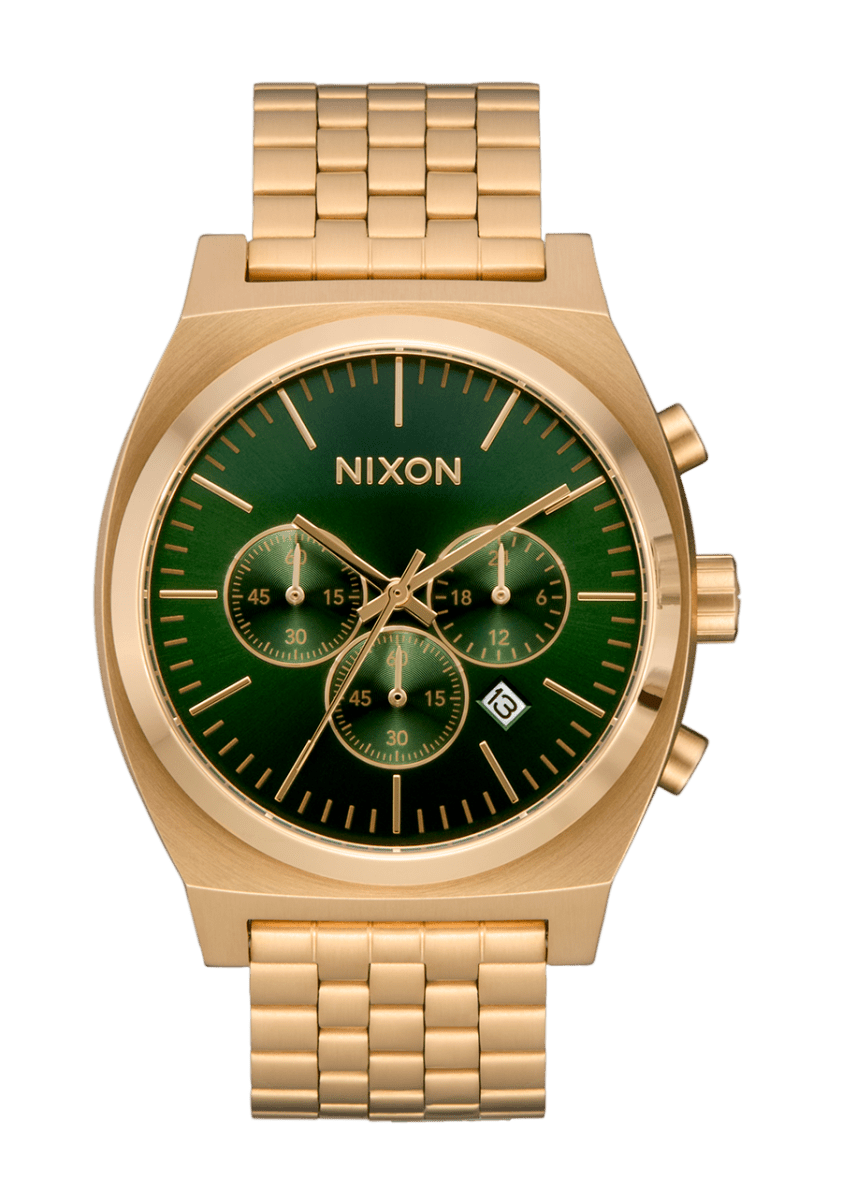 NIXON Time Teller Gold Dial and Green Sunray Steel Bracelet 36mm Unisex Watch | A9721919 - 00 | TIME Watches