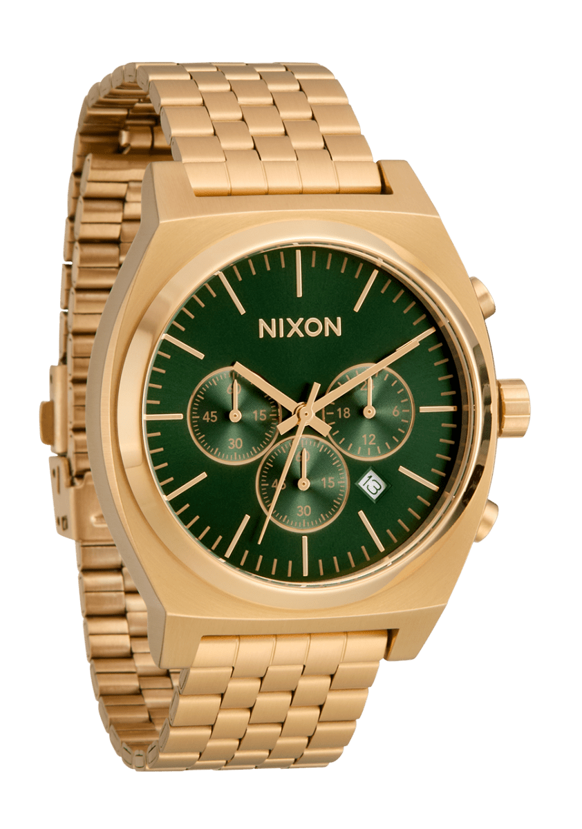 NIXON Time Teller Gold Dial and Green Sunray Steel Bracelet 36mm Unisex Watch | A9721919 - 00 | TIME Watches