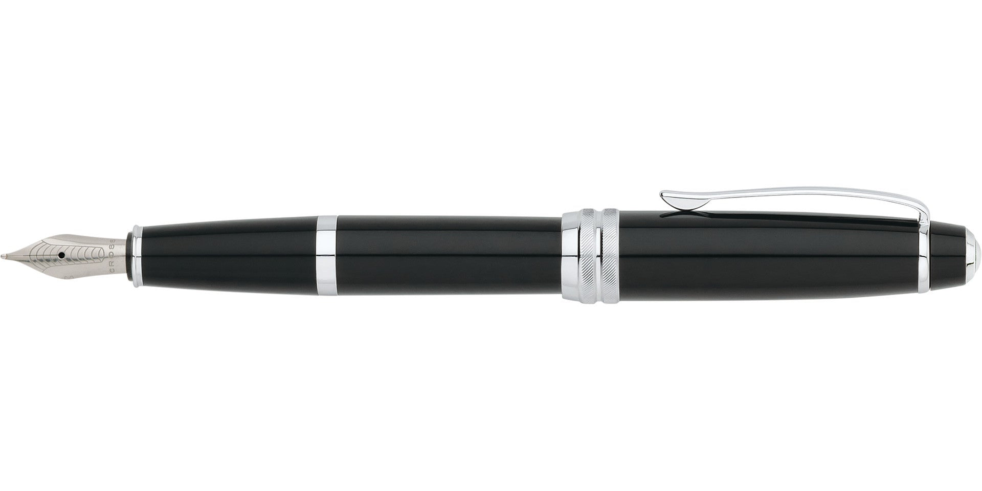 CROSS Bailey Black Lacquer Stainless Steel Medium Nib Fountain Pen | AT0456-7MS