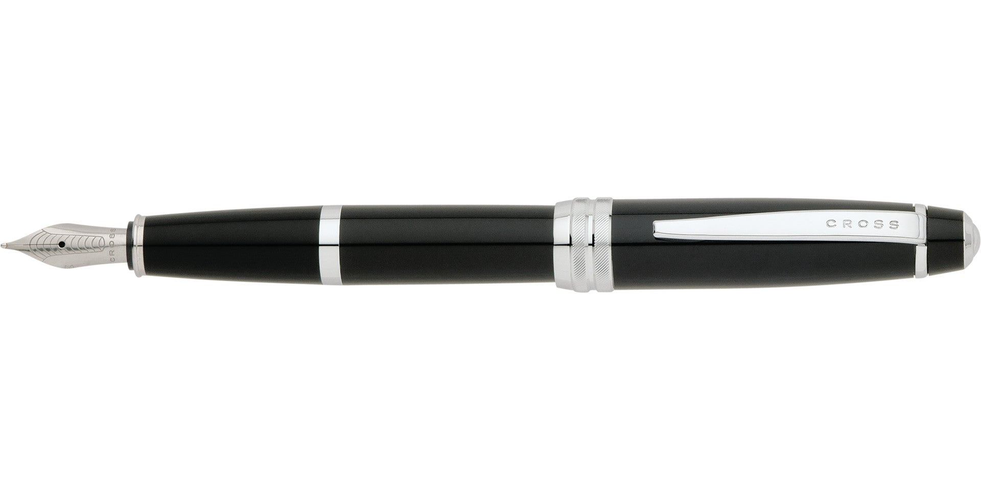 CROSS Bailey Black Lacquer Stainless Steel Medium Nib Fountain Pen | AT0456-7MS