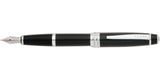 CROSS Bailey Black Lacquer Stainless Steel Medium Nib Fountain Pen | AT0456-7MS
