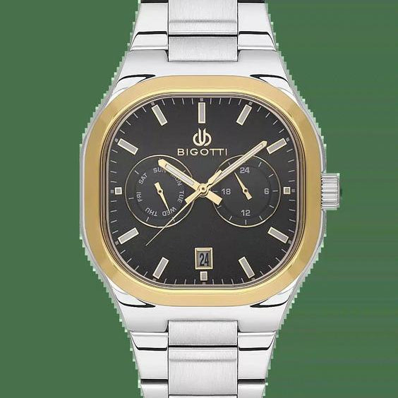 Bigotti Square Black Multi-Dial Rose Gold Luminous Hands Stainless Steel | BG.1.10555-3