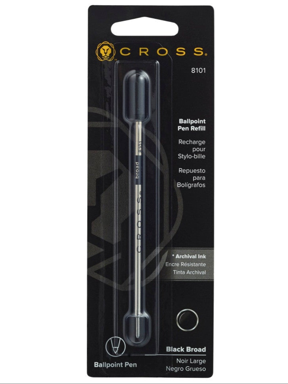 CROSS Ballpoint Pen Refill - Black - Broad - Single Pack | 8101