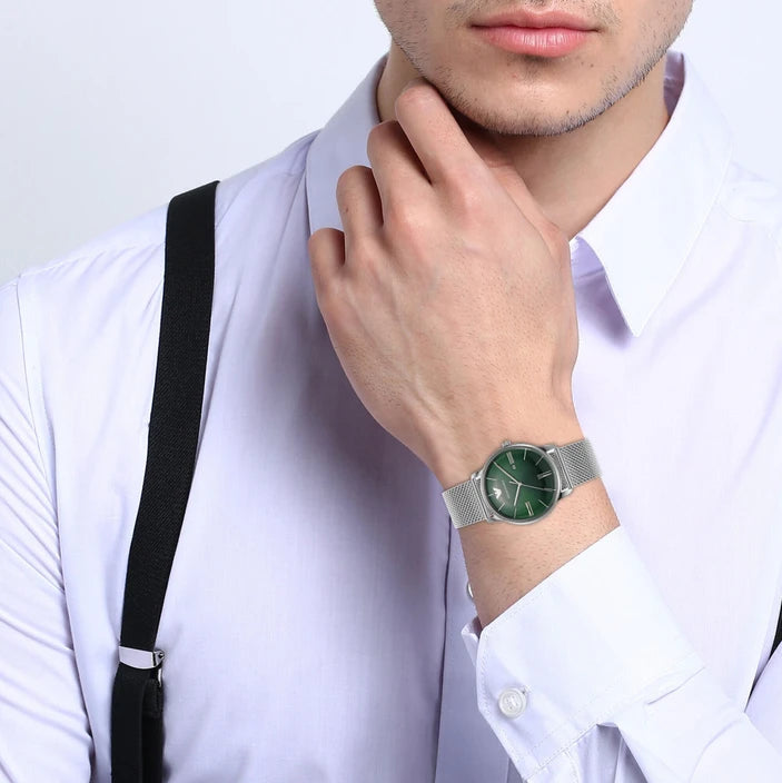 Emporio Armani Three-Hand Date Stainless Steel Mesh Men's Watch | AR11578