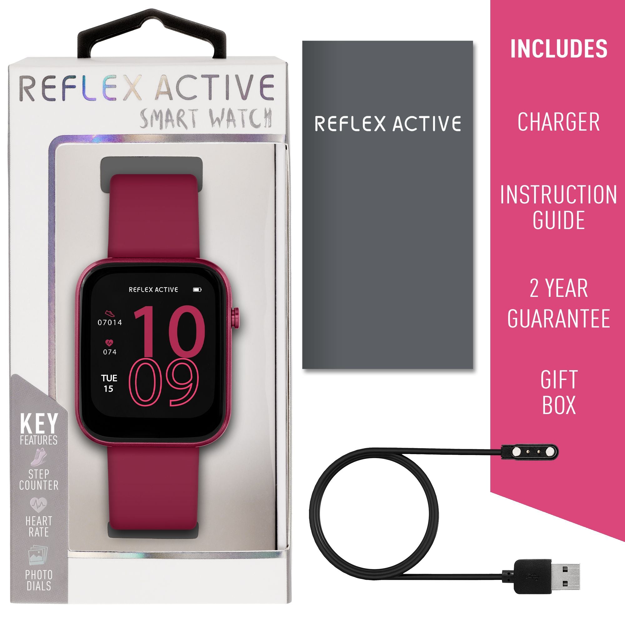 Reflex Active Series 12 Berry Silicone Women's Smartwatch | RA12-2158