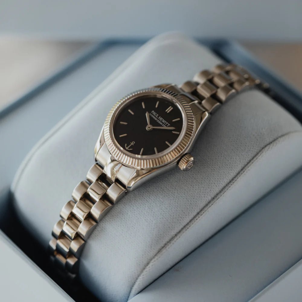 Paul Hewitt Petit Soleil Round Silver Black Dial Woman's Watch | PH - W - 1183 | Time Watch Specialists