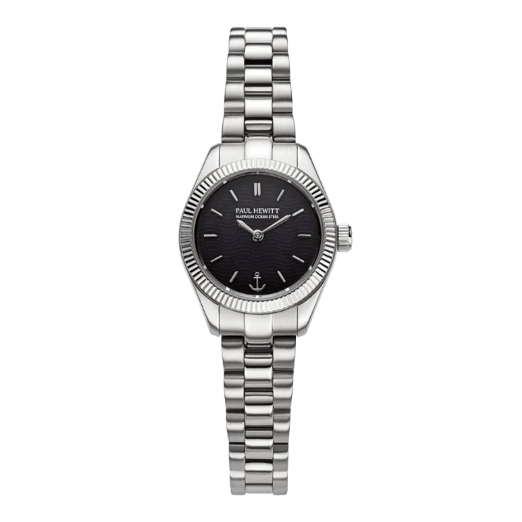 Paul Hewitt Petit Soleil Round Silver Black Dial Woman's Watch | PH - W - 1183 | Time Watch Specialists