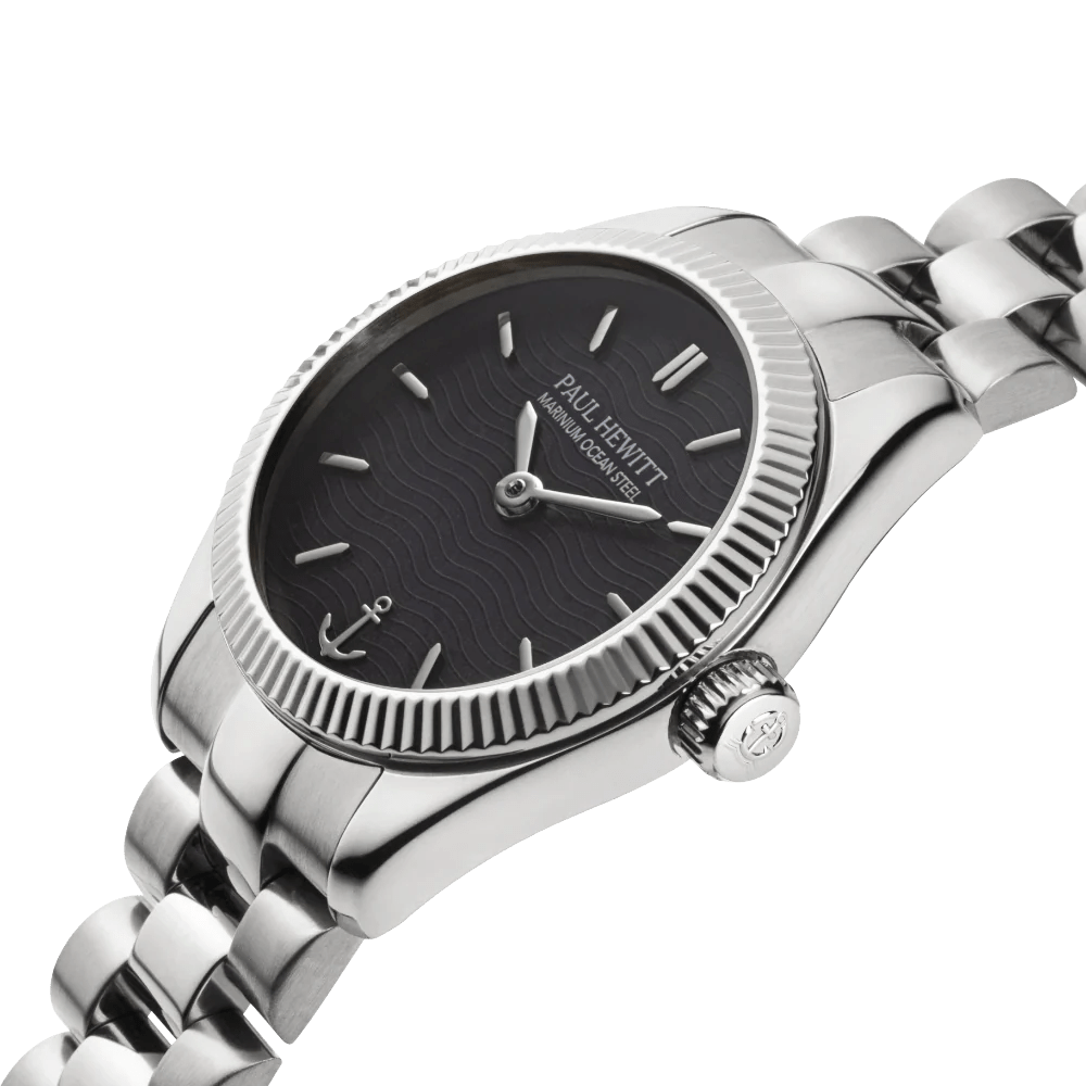 Paul Hewitt Petit Soleil Round Silver Black Dial Woman's Watch | PH - W - 1183 | Time Watch Specialists