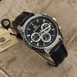 Bigotti Milano Stainless Steel Black Leather Strap Men's Watch | BG.1.10390-1