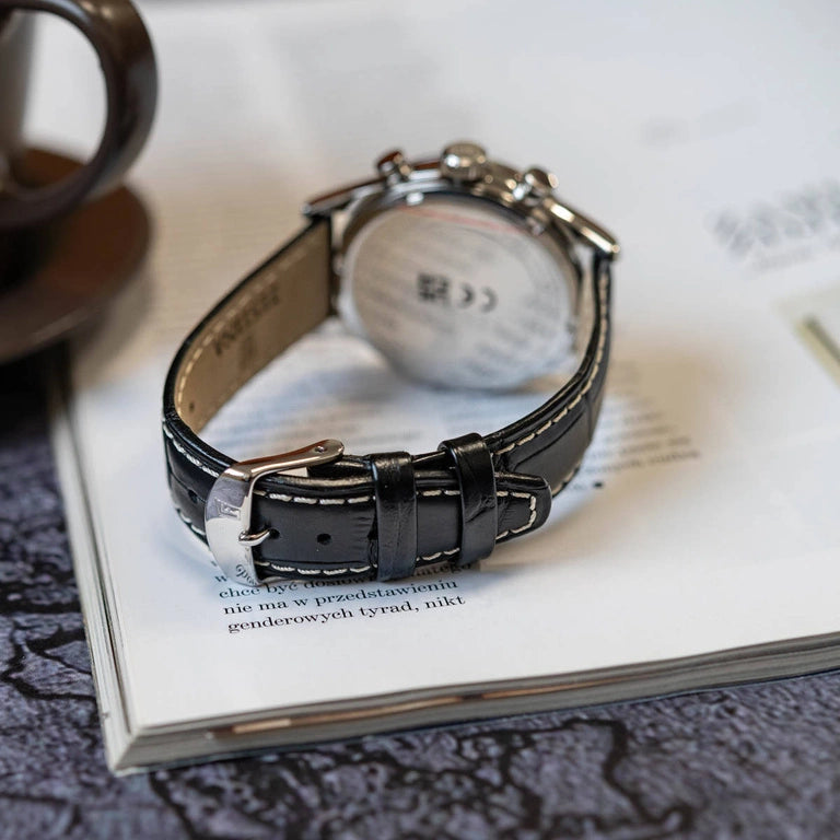 Festina Chronograph Blue Dial Black Leather Strap Men's Watch | F20375/7