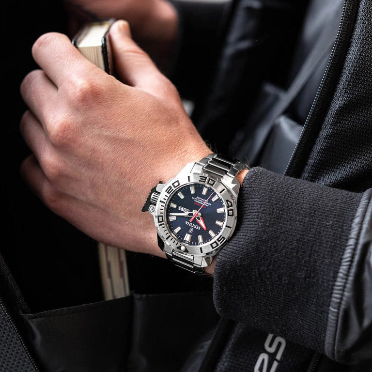 Festina The Originals Quartz Blue Dial Red Minute Hand Stainless Steel Men's Watch | F20665/1