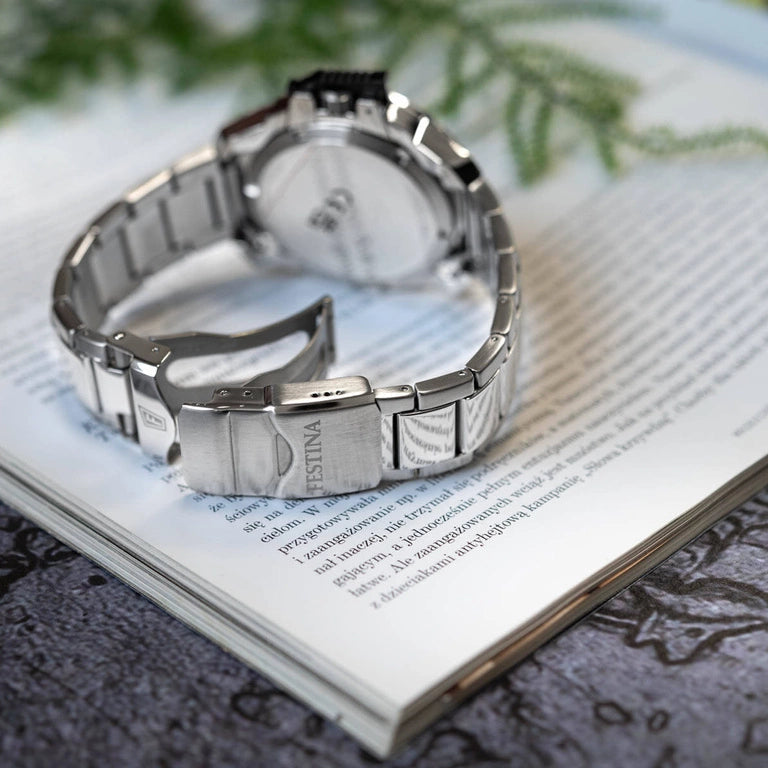 Festina The Originals Quartz Blue Dial Red Minute Hand Stainless Steel Men's Watch | F20665/1