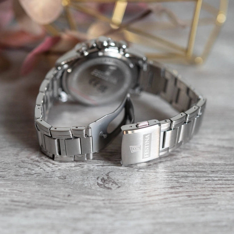 Festina Timeless Chronograph Quartz Blue Dial Stainless Steel Men's Watch | F20704/4