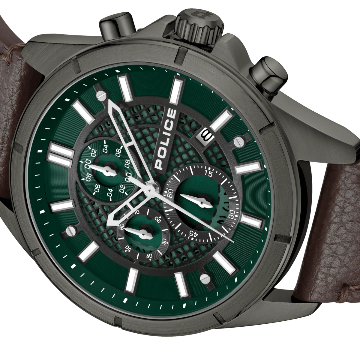 Police Burbank Leather Strap Men's Watch | PEWGC0054001 | Time Watch Specialists