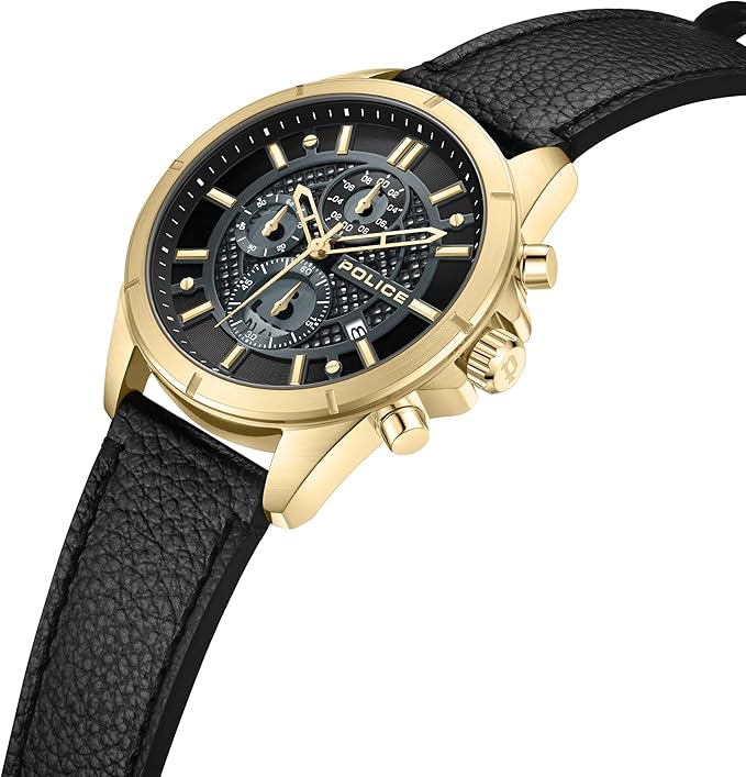 Police Burbank Leather Strap Men's Watch | PEWGC0054001 | Time Watch Specialists