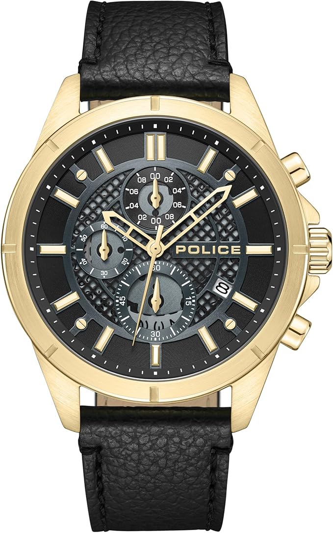 Police Burbank Leather Strap Men's Watch | PEWGC0054001 | Time Watch Specialists